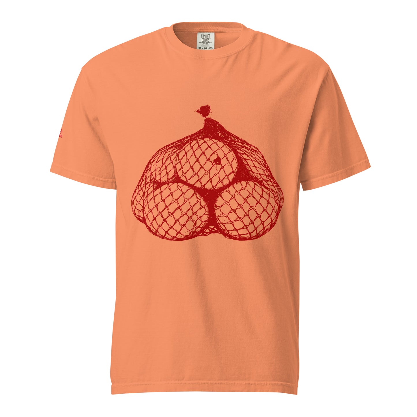 Orange on Orange graphic tee in terracotta front view