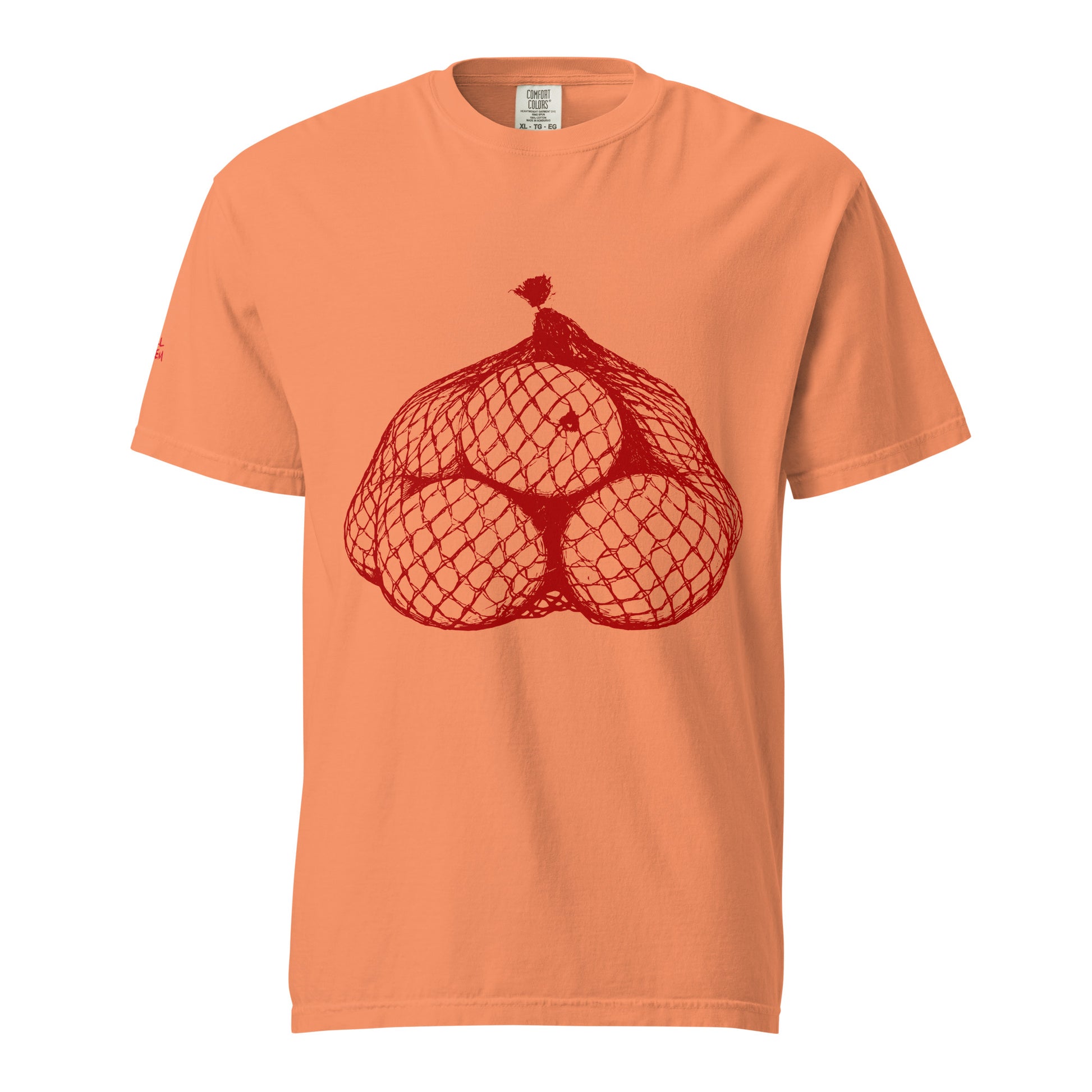 Orange on Orange graphic tee in terracotta front view