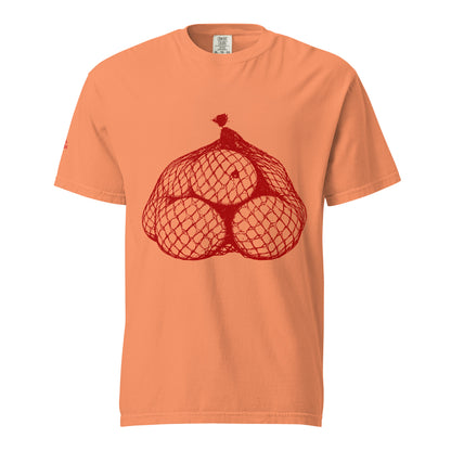 Orange on Orange graphic tee in terracotta front view